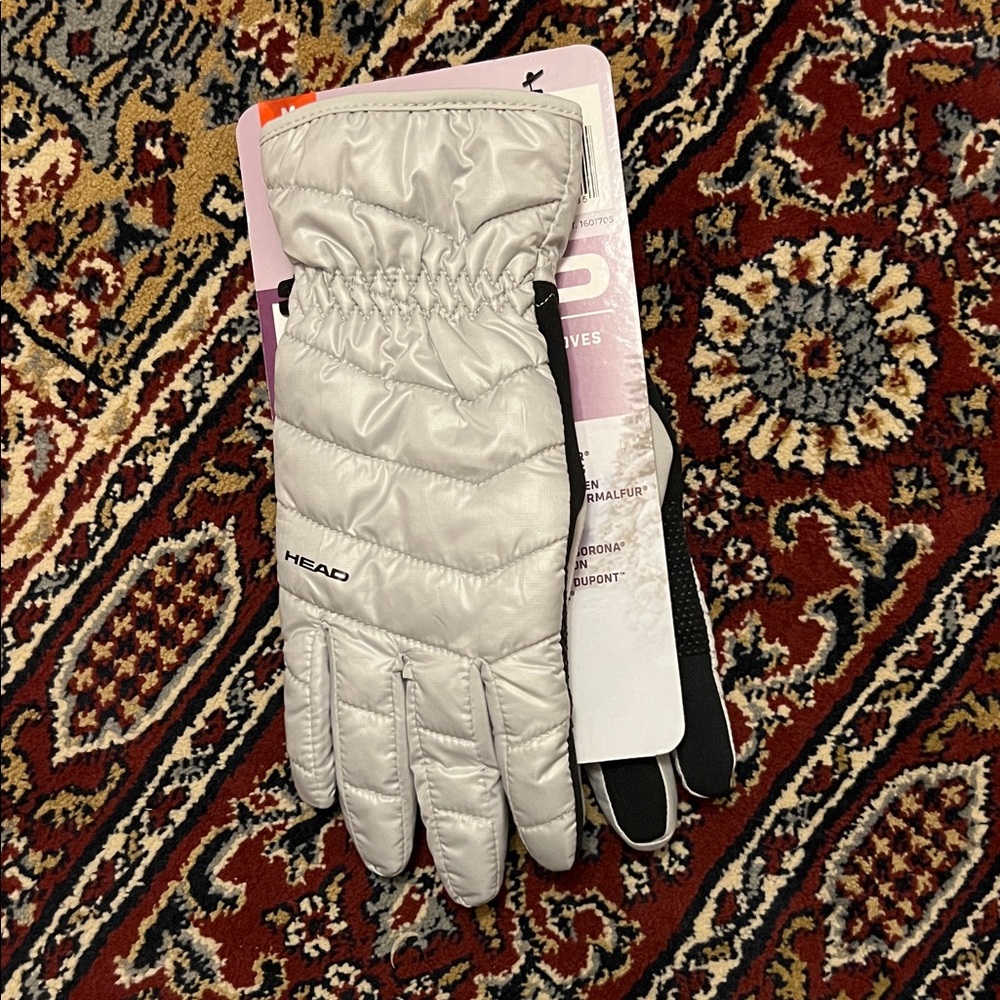 HEAD Women's Silver and Black Hybrid Gloves NWT